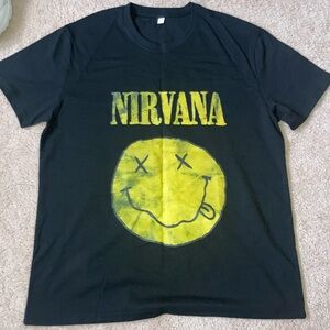 NIRVANA Black Tee with Yellow Smiley